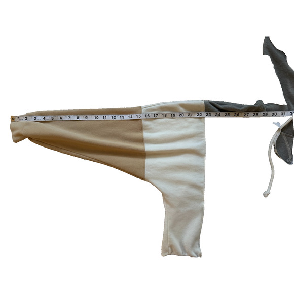 Abercrombie & Fitch Color Block Hoodie Sweatshirt Soft A&F Neutral Grey Tan Crop - Picture 6 of 6